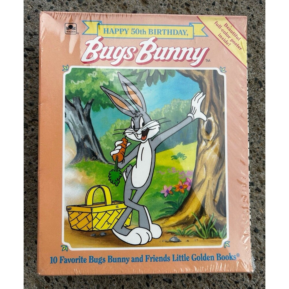 Vtg  1990  Golden Book BUGS BUNNY HAPPY 50TH BIRTHDAY 10 Sealed Books LOT NEW